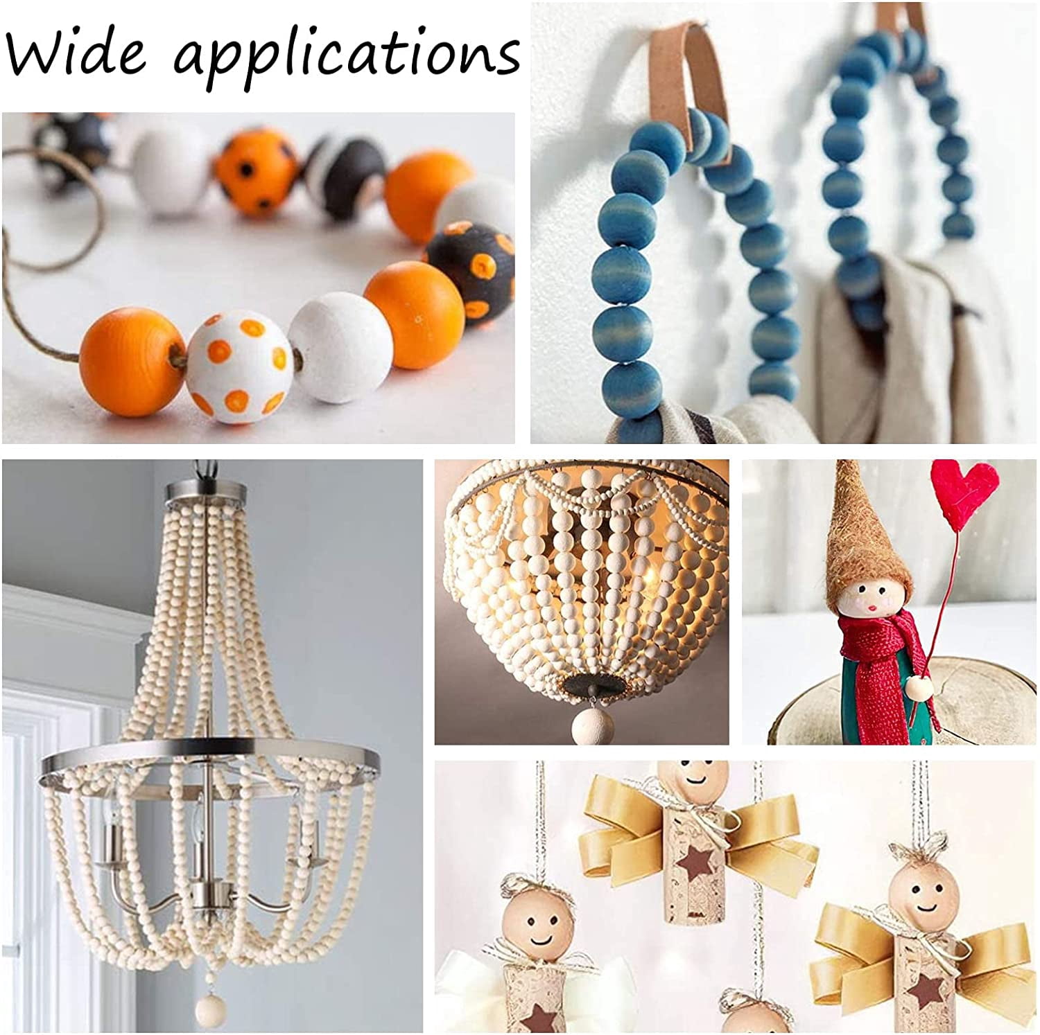 Wooden Beads 100Pcs 25mm (1 Inch) Natural Unfinished Wood Spacer Beads Round Ball Wooden Loose Beads for Bracelet Pendants Crafts Hair Braids DIY Jewelry Making Christmas Decoration