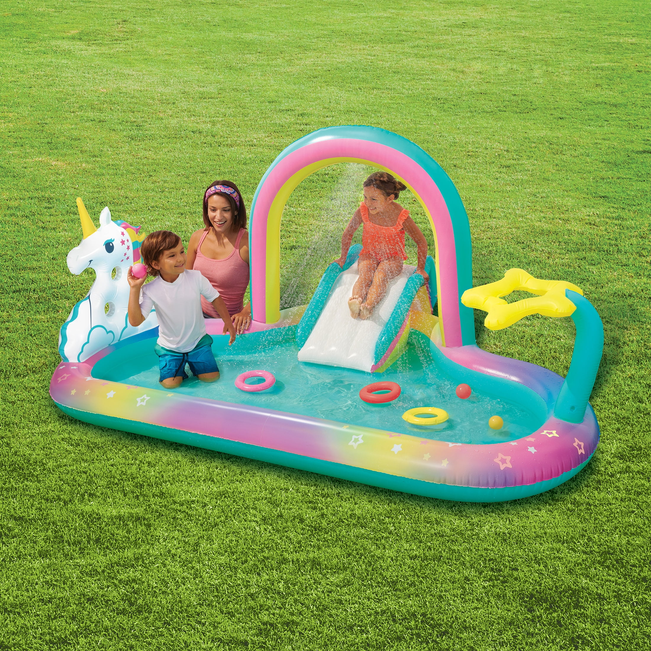 Play Day Round Inflatable Rainbow Play Center, Ages 2 & Up, Unisex