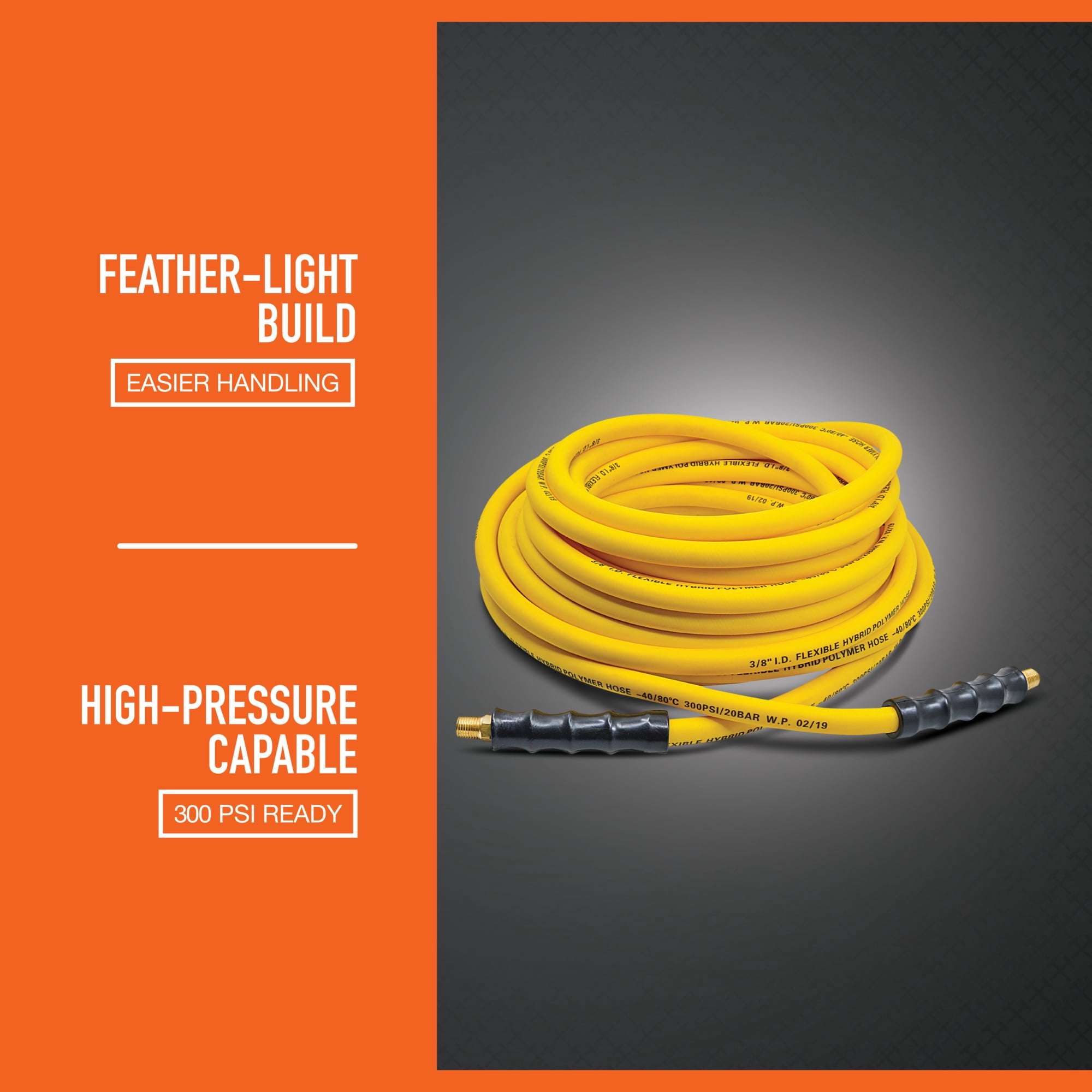 Ironton Hybrid Air Hose, 3/8in. x 50ft., 300 PSI