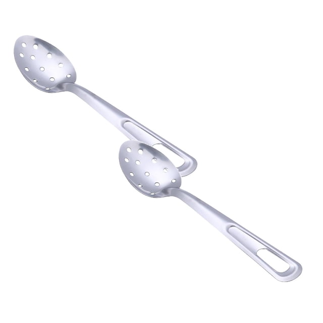 Oleegame 2PC Stainless Steel Cutlery Set Stainless Steel Buffet Spoon Communal Serving Spoon Soup Spoon Colander Extended Stirfry Spoon Silver