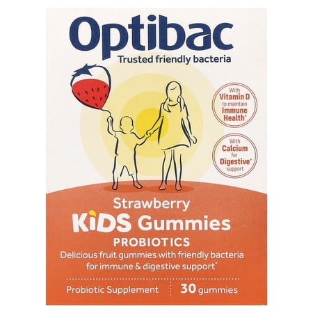 Optibac Kids Probiotics Gummies, Strawberry, 30 Gummies