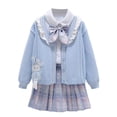 thumbnail image 4 of Afdoent Girls 3 Piece Outfit For Little Girls Blouse Plaid Pleated Skirt And Cardigan 3 Piece Outfit For School Day 100, 4 of 4
