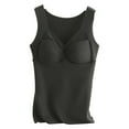 thumbnail image 1 of Sleeveless Thermal Shirts for Women in Bra V Neck Vest Underwear Women warm vest with cushion -Black, 1 of 5