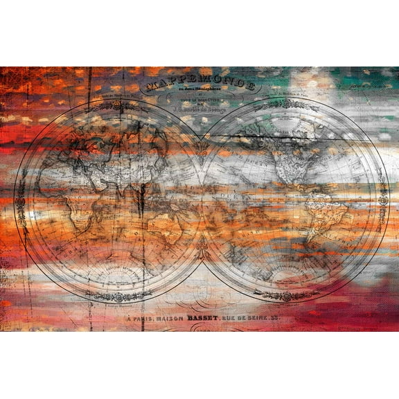 Parvez Taj Mhmp-270-C-45 30" X 45" "Old World Red" Art Print On Stretched Canvas