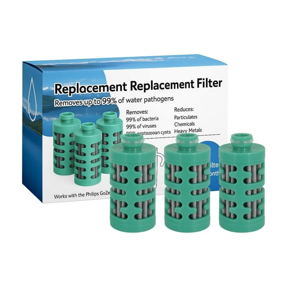 Nispira Activated Carbon Water Filter Replacement Compatible with Philips GoZero Adventure Water Bottle, 3 Pcs