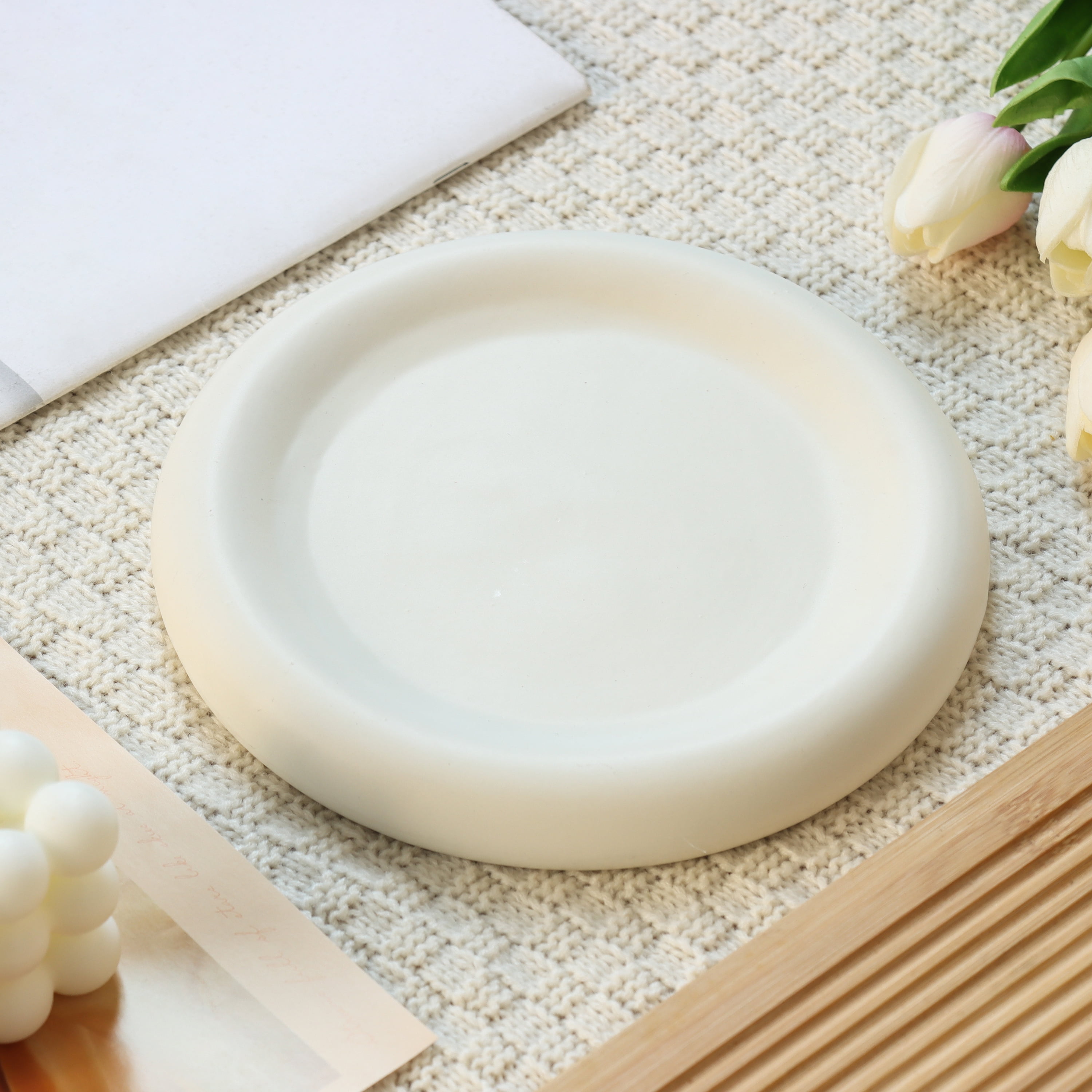 Mainstays By Becky G. & Alejandra 8" Ceramic Decorative Bubble Tray, White