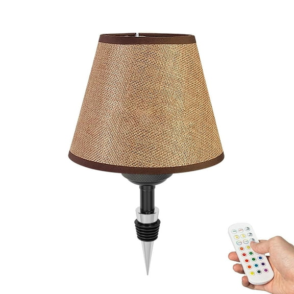 Kiven Wireless Bottle Lamp with Remote Control,Brown Rechargeable Wine Bottle Lights with Fabric Lampshade, Dimmable Ambient Lighting, Decorative Cordless Table Lamp for Bar Restaurant TD0631