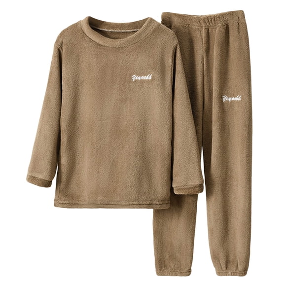 Hessimy Unisex Infant Toddler Spring Summer Soft Fabric 2Pcs Soft Long Sleeve Comfortable Sleepwear Pajamas, Unisex Comfort Pjs(Coffee,3-4 Years)