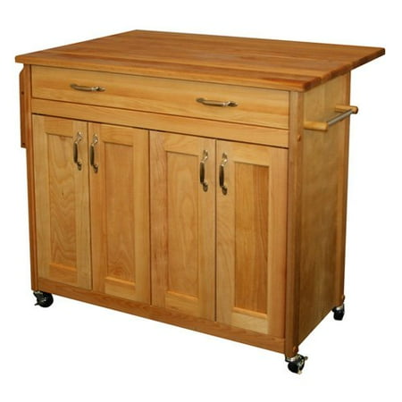 Catskill Mid-Sized Island with Flat Panel Doors and Drop Leaf