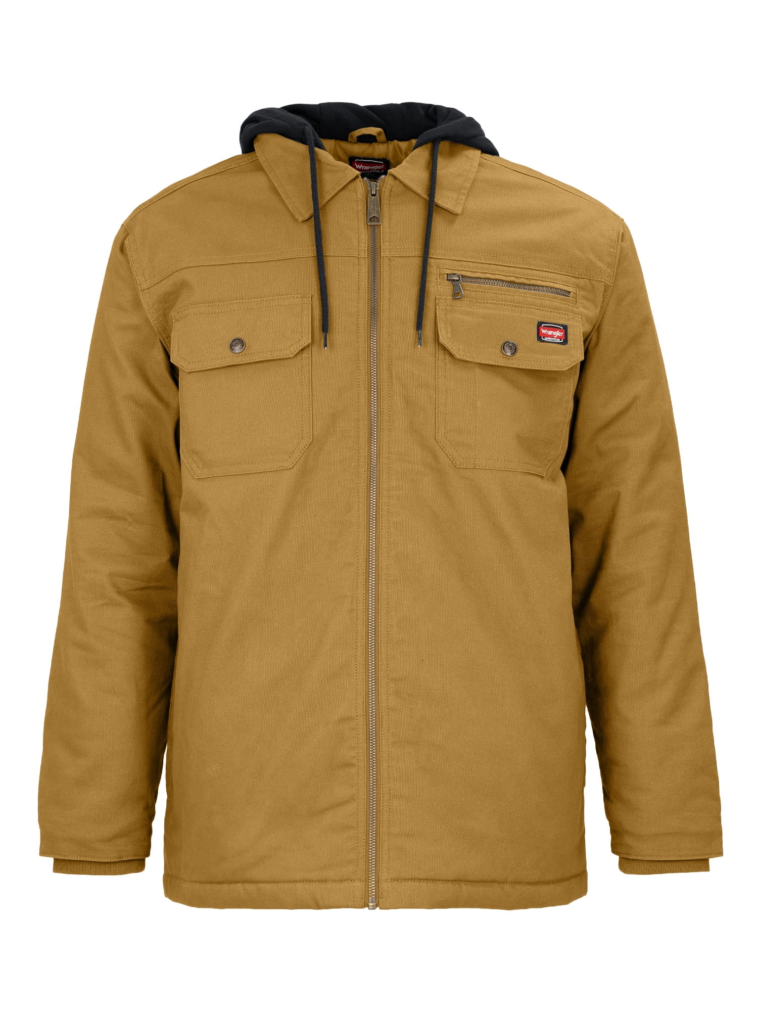 Wrangler Workwear Men's Quilted Lined Work Shirt Jacket with Hood, Size S-5XL (Men's and Big Men's)