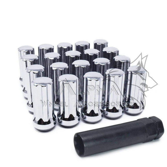 20Pc Chrome 1/2-20 Spline Lug Nuts For 5x4.5 5x5 5x5.5 Closed End 2" Long   Key
