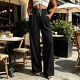 thumbnail image 5 of Guluxicc Womens High Waisted Wide Leg Pants Button Front Casual Trousers with Pockets Solid Color Pants for Work Casual and Business, 5 of 6