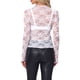 thumbnail image 3 of INSPIRAR CHIC Blusa de Mujer de Malla Transparente Cuello Alto de Manga Larga con Encaje Floral XS Blanca, 3 of 6