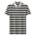 thumbnail image 4 of Mens Polo Shirts Loose Bussiness Striped Shirt Cotton Moisture Wicking Classic Collared Casual Golf Shirts for Middle-aged Size M-4XL Black, 4 of 9