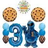 Sesame Street Cookie Monsters 3rd Birthday party supplies and Balloon Decorations