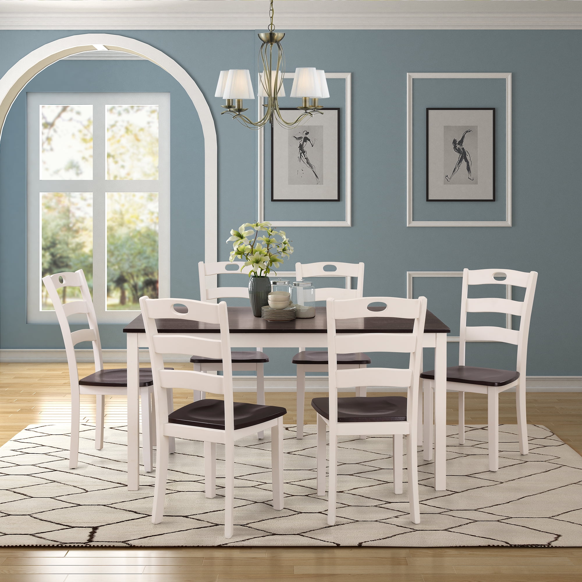 Clearance!7 Piece Dining Table Set, Modern Kitchen Table Sets with