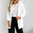 thumbnail image 6 of Fleece Hooded Jackets for Women Casual Warm Open-Front Sweater Cardigans with Pockets Solid Long Sleeve Outerwear (XL, White), 6 of 6