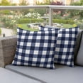 thumbnail image 5 of Pack of 2 Outdoor Pillow Covers 20x20 Inch Waterproof Navy Blue Check Throw Pillow Covers,Decorative Couch Pillow Case Sham Farmhouse Buffalo Plaid Blue Pillowcases Cushion Covers for Patio Garden, 5 of 8