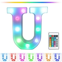 SDJMa Colorful LED Marquee Letter Lights with Remote – Light Up Marquee Signs – for Wedding Birthday Party Lamp Christmas Home Bar Decoration - U