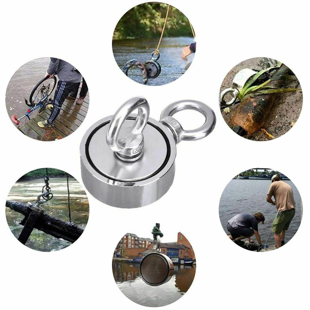 500LB-1300LB Pull Force Fishing Magnet Super Strong Neodymium Treasure Hunt+10m Rope Set 700LBS