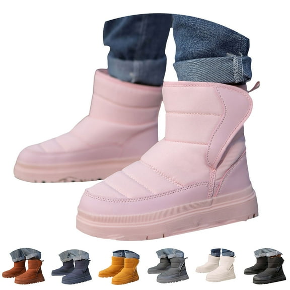 Dakaela Toddler Snow Boots Girls Boys Insulated Winter Warm Ankle Booties Cold Weather Non Slip Outdoor Walking Shoes Beige 9