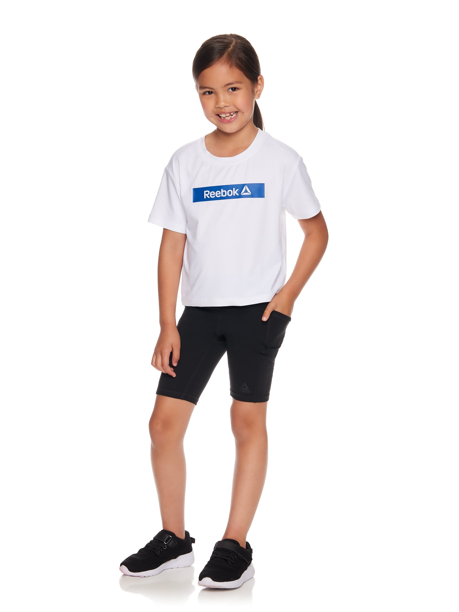 Reebok Girls Relay 7.5" Inseam Compression Bike Shorts, Sizes 4-18