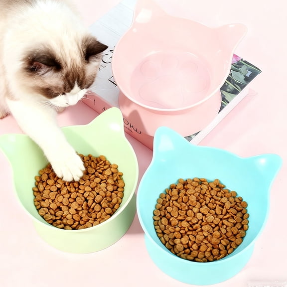 onlyliua Large Capacity Ceramic Cat Food Bowl With Ergonomic Neck-Protecting Tilt Anti-Tip Design Cute Drinking Dish For Cats And Small Dogs Dishwasher-Safe Durable Pet Feeding Bowl