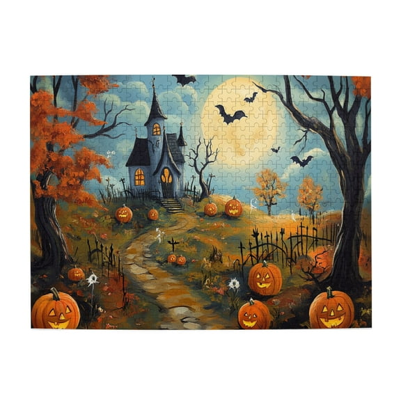500 PCS Jigsaw Puzzles 500 Pieces Autumn Pumpkin Lantern Hut,Brain Challenge,Create A Festive Atmosphere,Classic Holiday Decor Wooden Puzzle Game,Great For Relaxation And Display For Puzzle Lovers