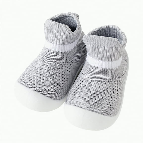 Dmsael baby walking shoes Baby Toddler Walking Socks Non-Slip Breathable Unisex Casual Sneakers Grey,9