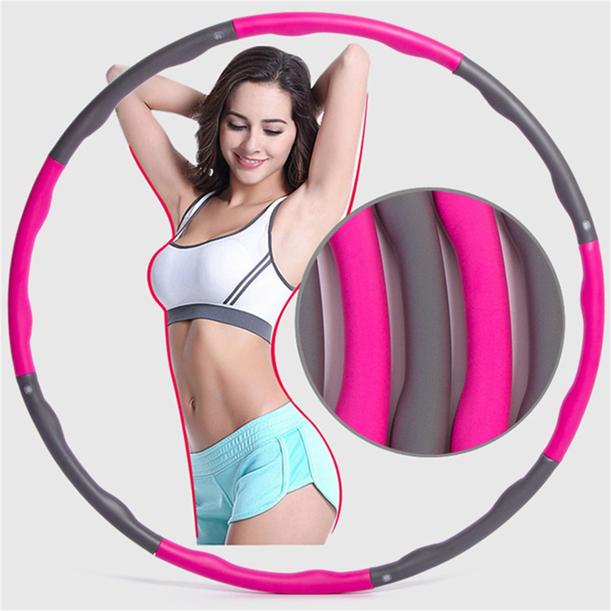 Professional Fitness Equipment Lose Weight Fast by Fun Way to Workout 1.2-3.2kg 8 Detachable Sections Hula Sport Hoop for Adults Fitness Exercise Hoop 