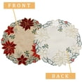 thumbnail image 4 of OVZME Christmas Poinsettia Round Placemats, Embroidered Applique Placemats Set of 4 Red Velvet Poinsettia Linen Luxury Cutwork Table Mats for Dinner Table Xmas Holiday Decorations,16X16 Inch, 4 of 5