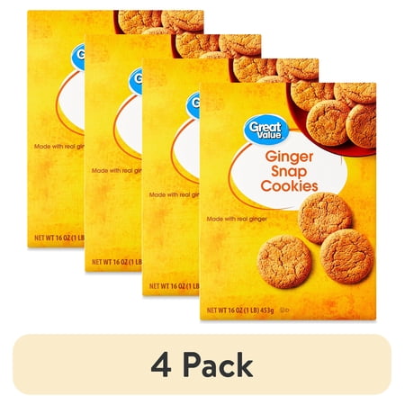 (4 pack) Great Value Ginger Snap Flavor Cookies, 16 oz