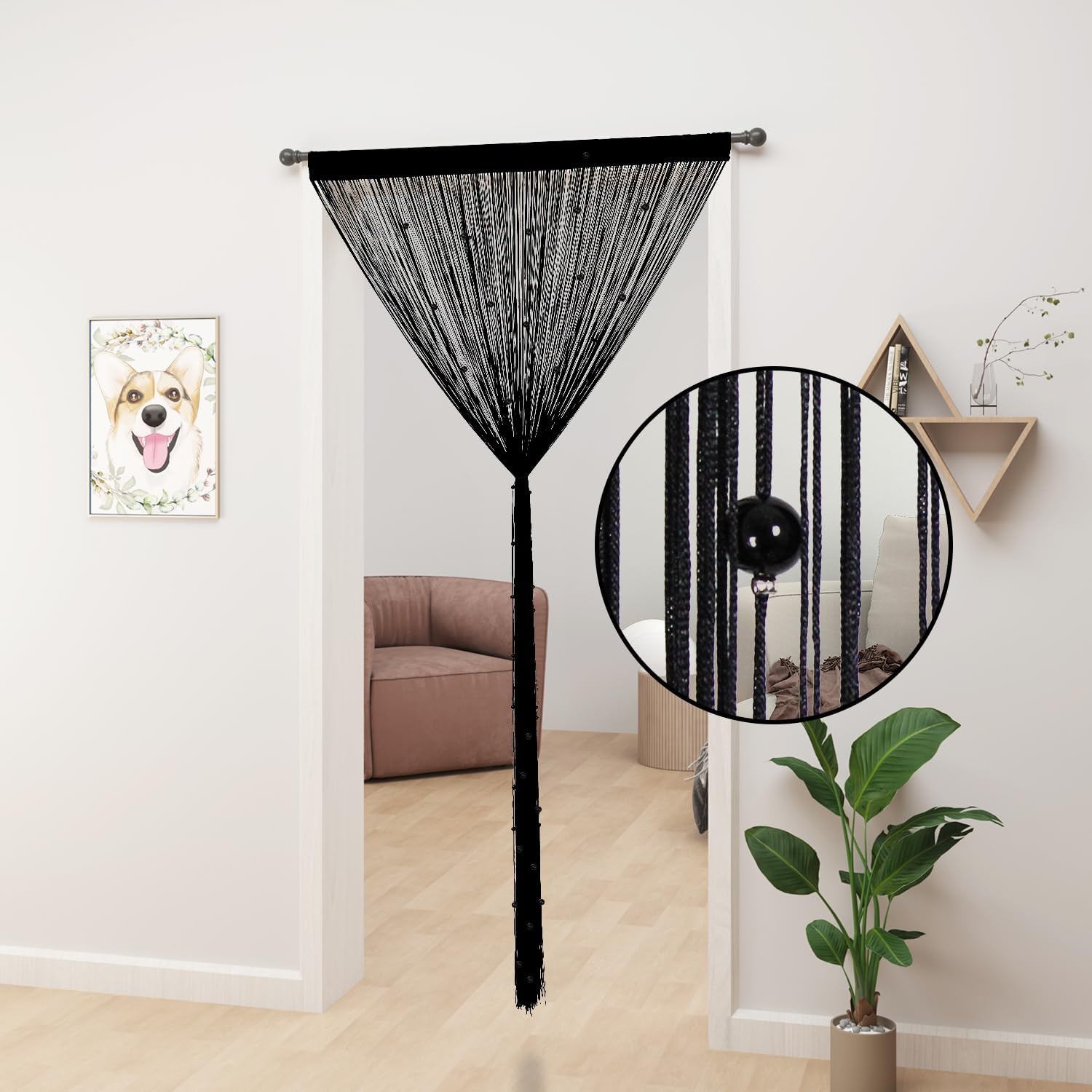 UniVerse Beaded Curtain Beaded Curtains for Doorways Crystals Suitable for Interior Hanging Decoration and Partitions Closet Curtains (39"x79", Black)