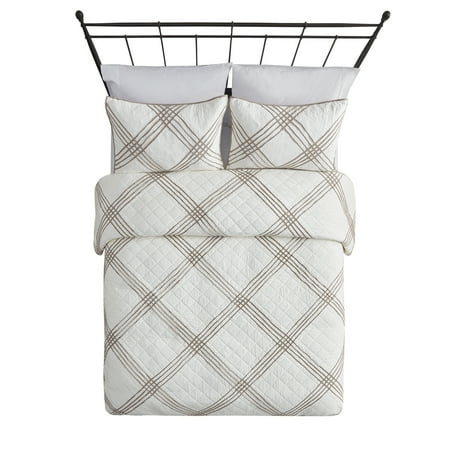 Better Homes & Gardens Ruffle Diamond Cotton Quilt, King, Cream