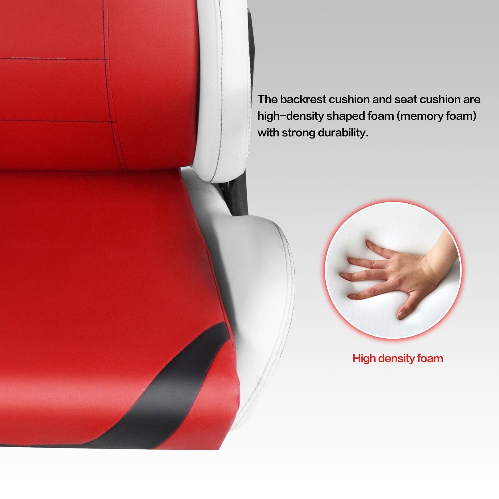 Ergonomic Gaming Chairs for Adults with High-Density Memory Foam | Swivel Comfortable Office Chair, Big and Tall Video Game Chair, High Back Computer Chair for Home, Office, Red White