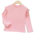 thumbnail image 4 of Ulanda Girls Cotton Long Sleeve T-Shirt Toddler Comfort Soft Thick Basic Crewneck Tee Tops with Ruffles Trim (Pink, 3-4 Years), 4 of 4
