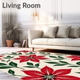 thumbnail image 2 of ODIKA 4'x6' Machine Washable Non-Slip Area Rug, Vintage Poinsettia Bloom Yuletide Floral Design High Traffic Rug with Pad, Red, 651482, 2 of 8