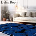 thumbnail image 2 of ODIKA 3'x5' Machine Washable Non-Slip Area Rug, Starry Night Reindeer Bathroom Midnight Sky Suite High Traffic Rug, Blue, 627932, 2 of 7