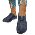 thumbnail image 5 of RUIYANQI Women's Perforated Leather Mules Slip On Design Studded Decor Open Back Footwear Comfortable Walking Shoes Trendy Fashion Casual Clogs Navy Women Sandals, 5 of 6