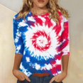 thumbnail image 2 of Independence Day Womens Tops Three Quarter Sleeve Shirt USA Patriotic Flag Graphic Print Top, 2 of 6