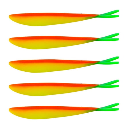 ASKMZ Fork Tail Design Fishing Lure 5 Pcs Soft Fish Baits Split Tail Swimming Style Outdoor Fishing Swimbait Angling