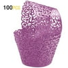 GOLF 100Pcs Cupcake Wrappers Artistic Bake Cake Paper Filigree Little Vine Lace Laser Cut Liner Baking Cup Wraps Muffin CaseTrays for Wedding Party Birthday Decoration (Purple)