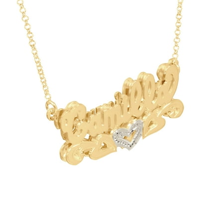 Personalized Double 3D Bling Name Necklace in 14K Gold-Plated Sterling Silver