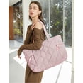 thumbnail image 2 of Quilted Tote Bag for Women, Lightweight Puffer Tote with Zipper, Travel Work Nurse Gym Bag, 2 of 7