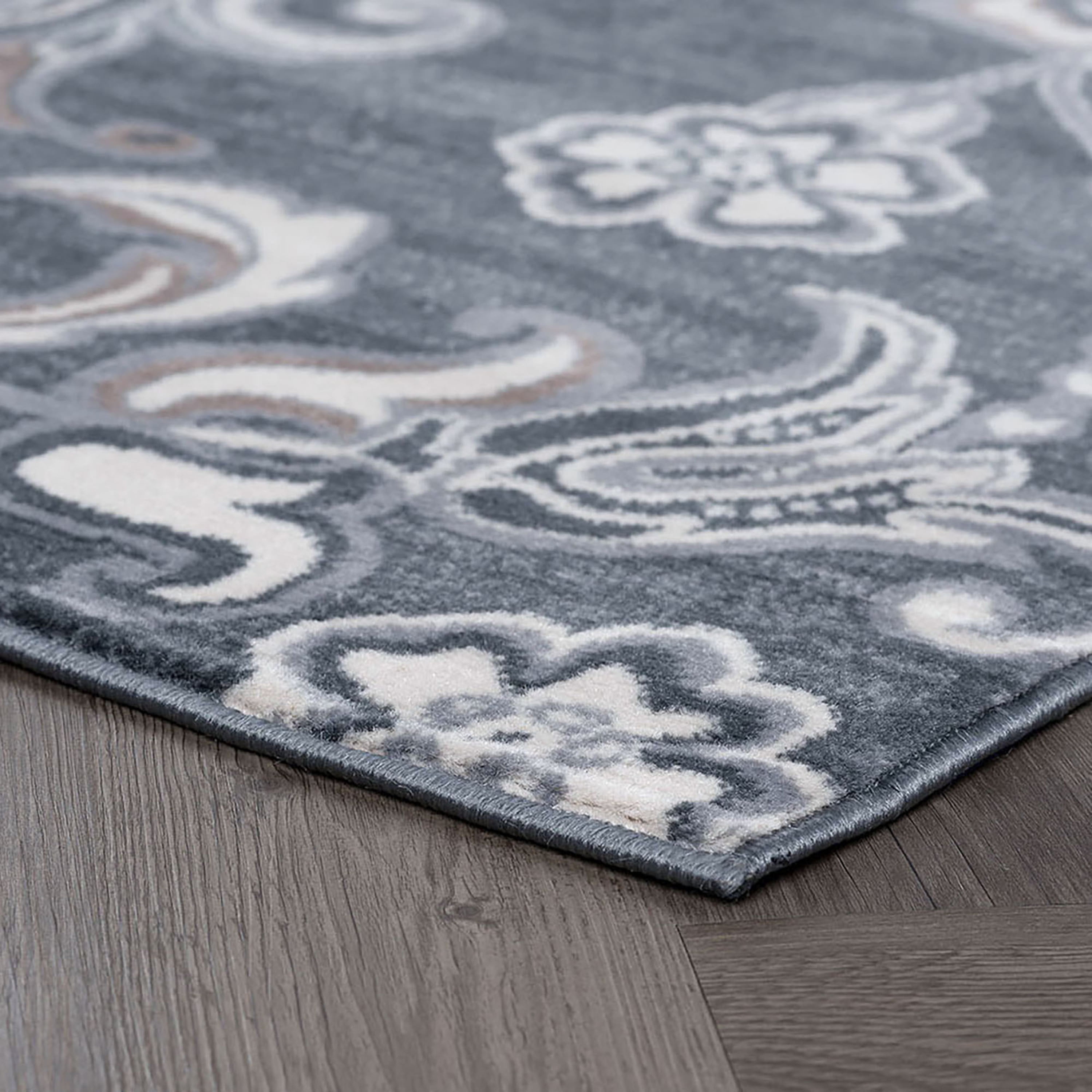 Madison Transitional 2' x 3' Dark Gray and Cream Polypropylene Indoor Area Rug
