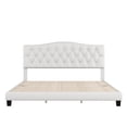 thumbnail image 3 of LegaHome King Bed Frame, New Upgraded King Size Linen Upholstered Platform Bed with Saddle Curved Headboard and Diamond Tufted Details, Solid Wood Frame, Holds 990lbs, No Box Spring Needed, Beige, 3 of 8