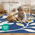 thumbnail image 4 of ODIKA 4'x6' Blue White Floral Organic Design Washable Area Rug Stylish Botanical Pattern with Modern Flair Pet Friendly, Non-Shedding for Bedroom, Reading Nook, 4 of 7