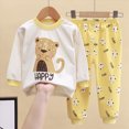 thumbnail image 2 of NOLDARES Infant Toddler Winter Clothes Outfits Long Sleeve Graphic Crewneck T-Shirt Sweatpants Cozy 2 Piece Set Size:6-12 M,Yellow, 2 of 5