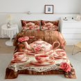 thumbnail image 2 of Manfei Vintage Teatime Party Full Size Comforter Sets 3-Piece for Girls Boys,Rustic Cottage Cabin Bedding Comforter Set,Floral Rose Fruit Lightweight Bedding Sets,Luxury Bedroom Decor,Reversible, 2 of 8