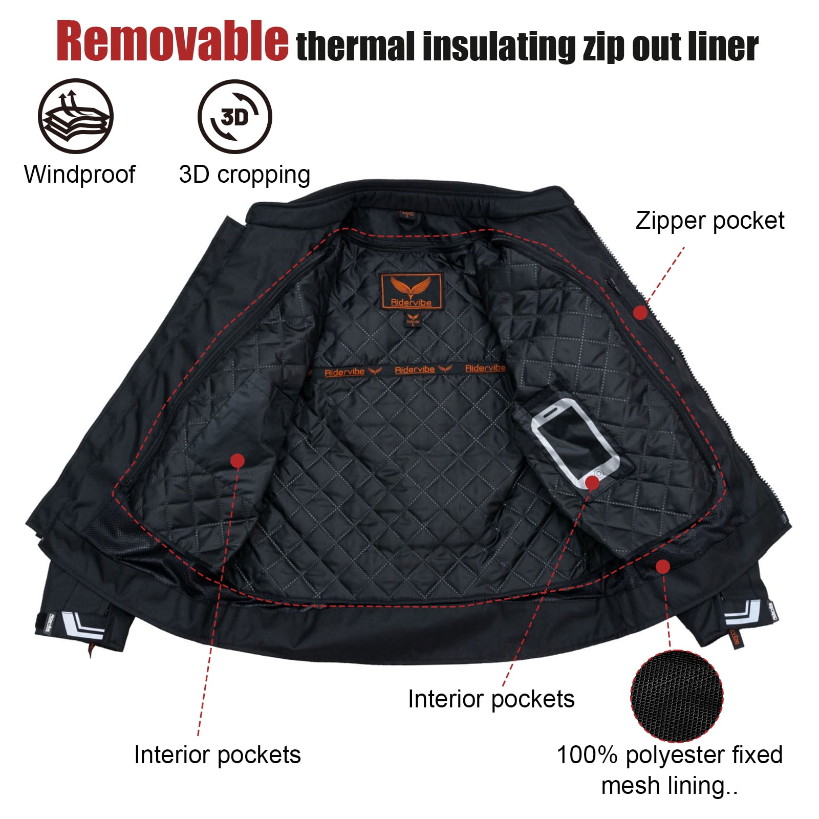 Dream Apparel Men's All-season Motorcycle Jacket for Enduro Dualsport Riding with 600 D polyester, Armor Foam Padding, Visibility